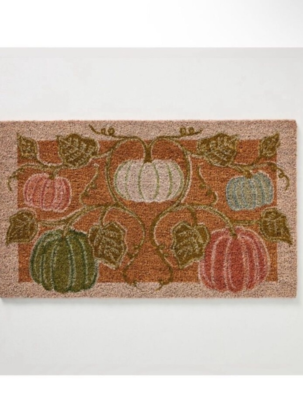 Anthropologie Bruna Autumn Pumpkin Printed Coir Doormat - Multicolor (18”x30”)